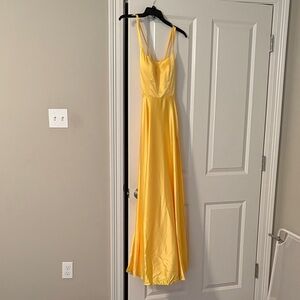 Elegant Yellow High Low Dress